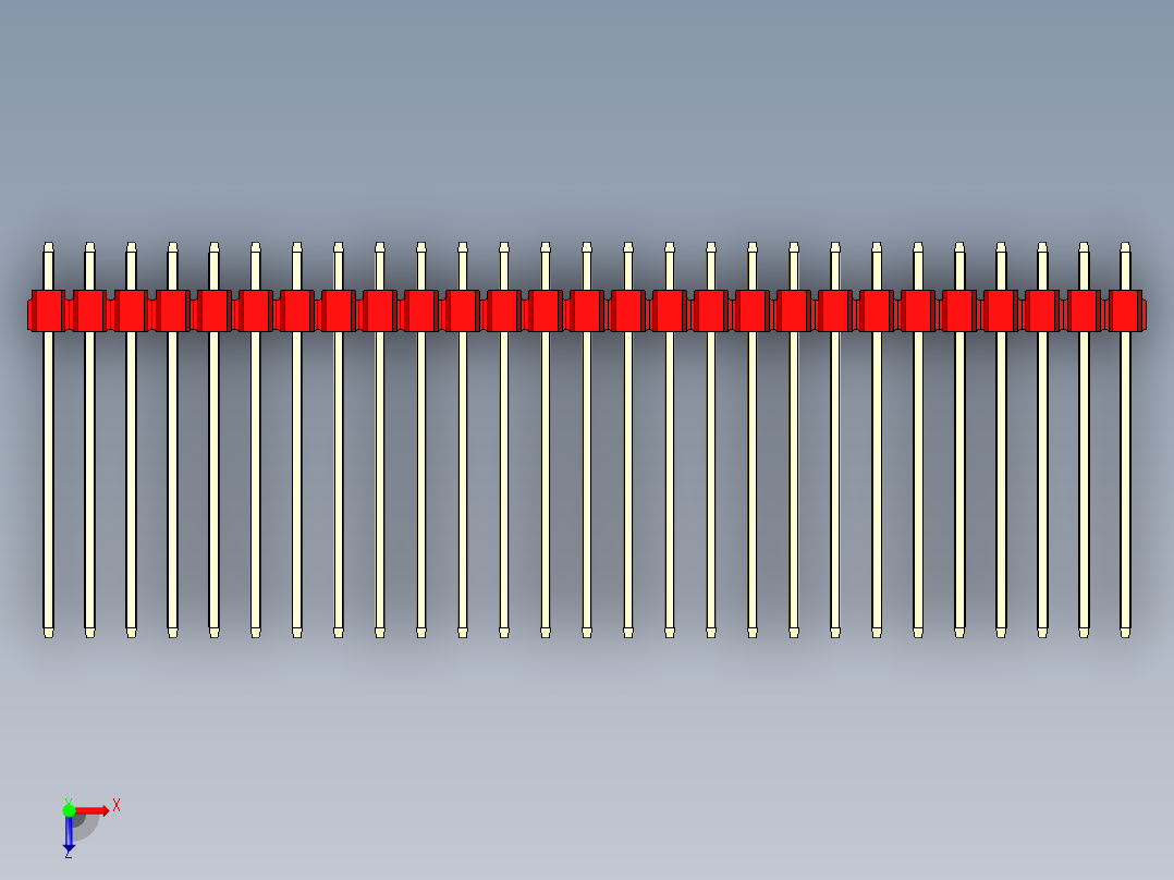 彩色公头100mil（2.54mm）系列-DS1021_red_3x27p_100mil_Type19_rev1.0俯视图