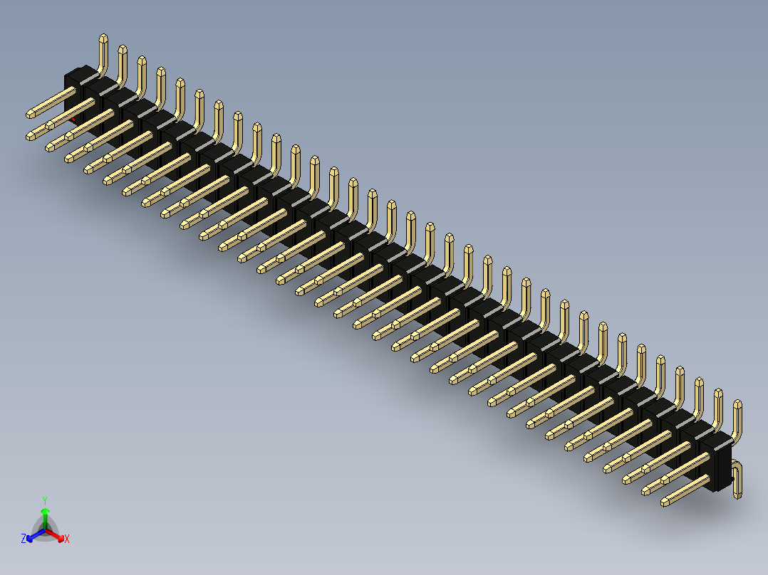 彩色公排针 100mil 2.54mm 系列-DS1022_black_68p_100mil_TypeSMT_rev1.0主视图