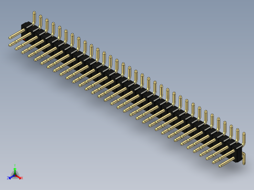 彩色公排针 100mil 2.54mm 系列-DS1022_black_68p_100mil_TypeSMT_rev1.0正等轴测缩略图