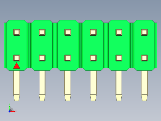 彩色公排针 100mil 2.54mm 系列-DS1022_green_2x06p_100mil_TypeD_rev1.0前视缩略图