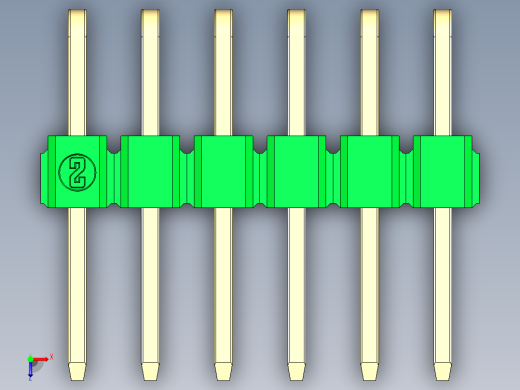 彩色公排针 100mil 2.54mm 系列-DS1022_green_2x06p_100mil_TypeD_rev1.0俯视缩略图