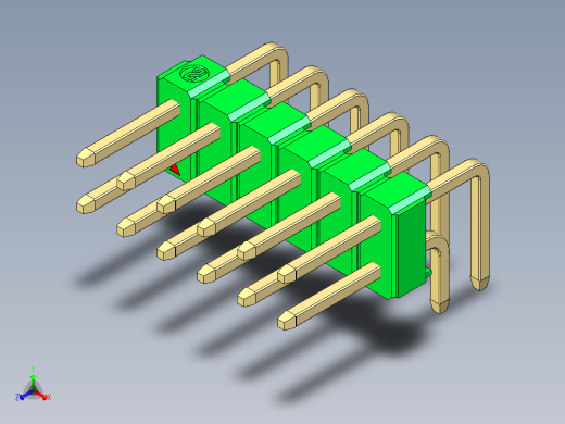 彩色公排针 100mil 2.54mm 系列-DS1022_green_2x06p_100mil_TypeD_rev1.0正等轴测缩略图
