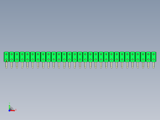 彩色公排针 100mil 2.54mm 系列-DS1022_green_2x29p_100mil_TypeD_rev1.0前视缩略图
