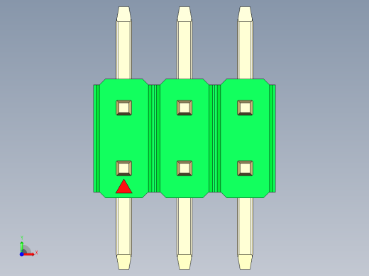 彩色公排针 100mil 2.54mm 系列-DS1022_green_06p_100mil_TypeSMT_rev1.0前视缩略图