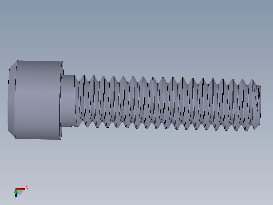 粗螺纹 SHCS 螺钉-SHCS 8-32.x0.625主视图