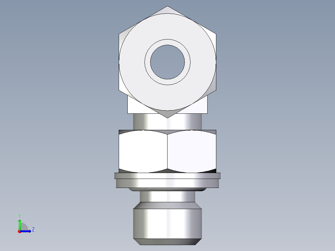 卡套式工业通用硬管接头EO_Adjustable_locknut_branch_tee_TEE08LMCF左视图