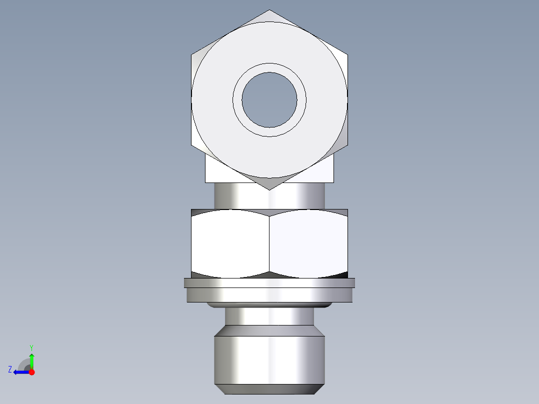 卡套式工业通用硬管接头EO_Adjustable_locknut_branch_tee_TEE08LMCF右视图