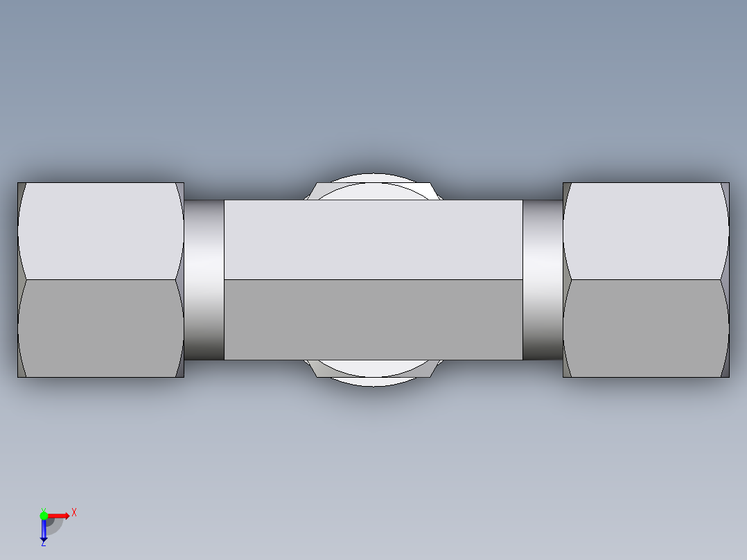 卡套式工业通用硬管接头EO_Adjustable_locknut_branch_tee_TEE08LMCF俯视图