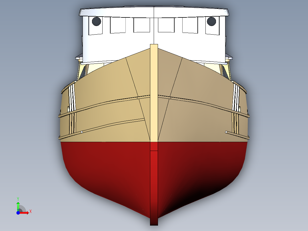 简易渔船模型前视图