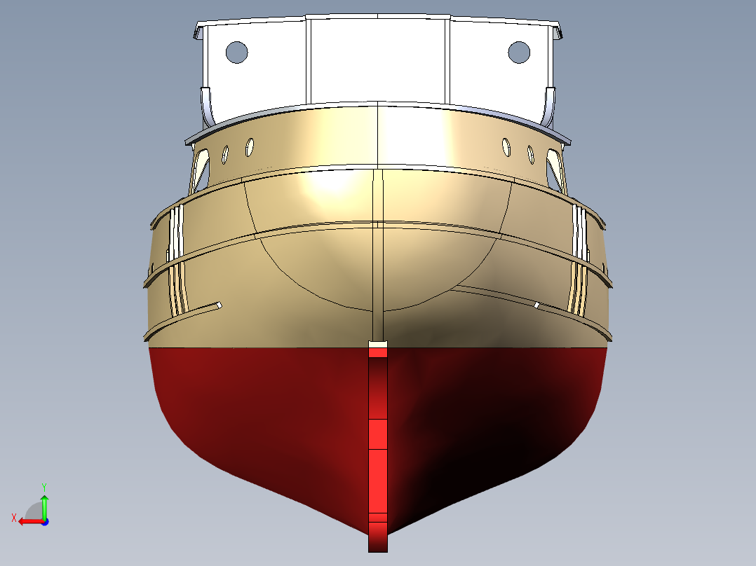 简易渔船模型后视图