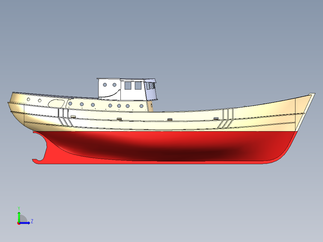 简易渔船模型左视图