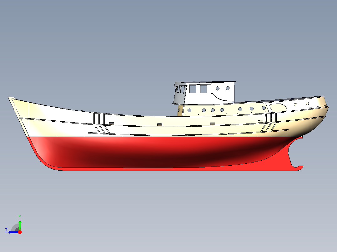 简易渔船模型右视图