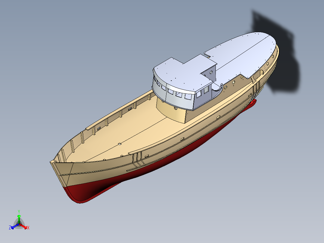 简易渔船模型正等轴测图