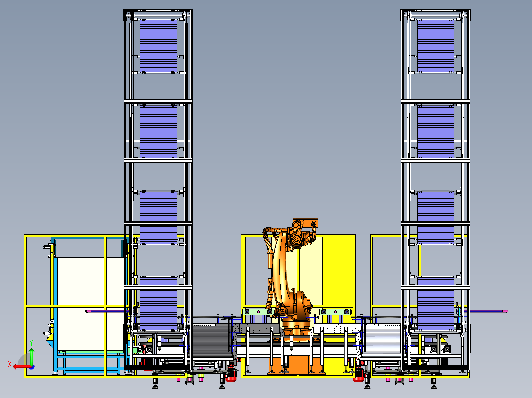 全自动码垛缠绕包装输送一体生产线后视图