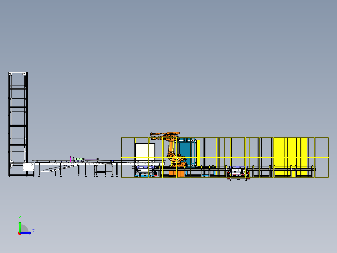 全自动码垛缠绕包装输送一体生产线左视图