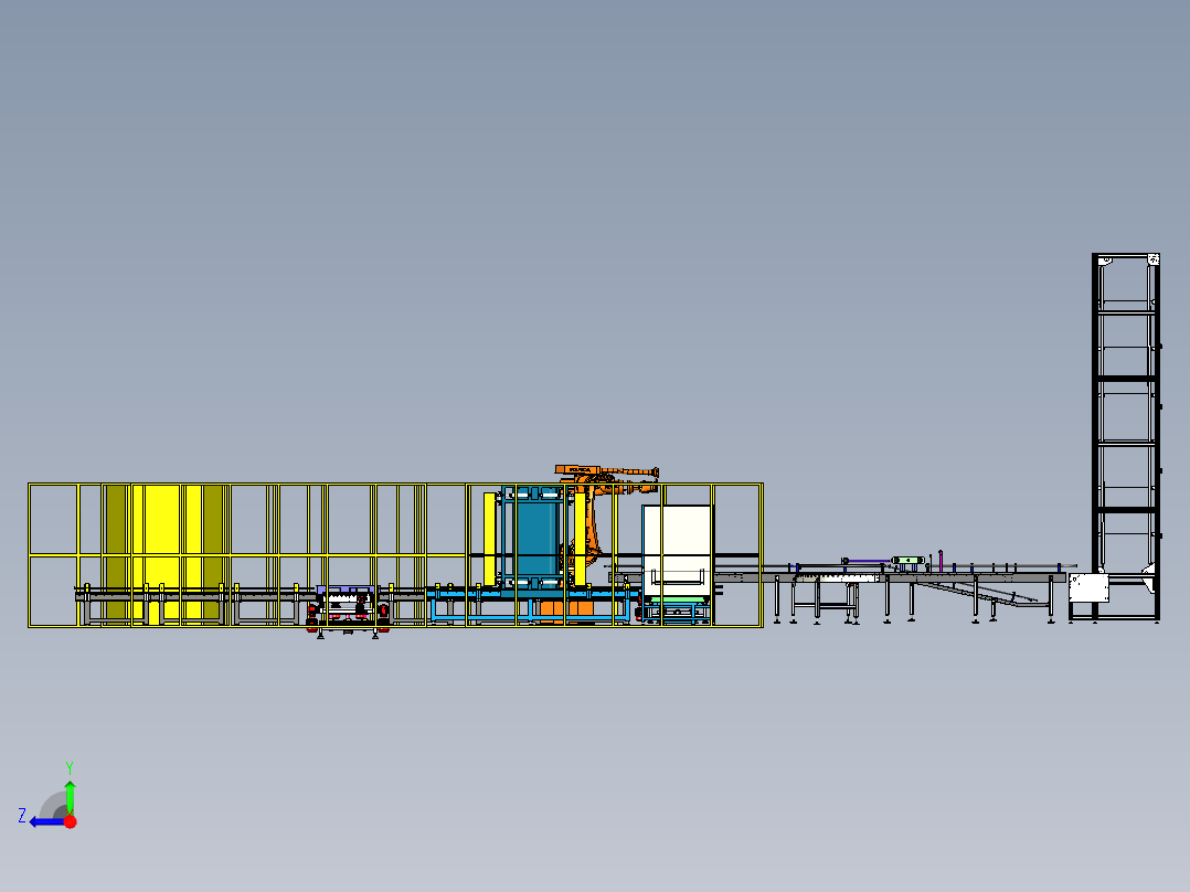 全自动码垛缠绕包装输送一体生产线右视图