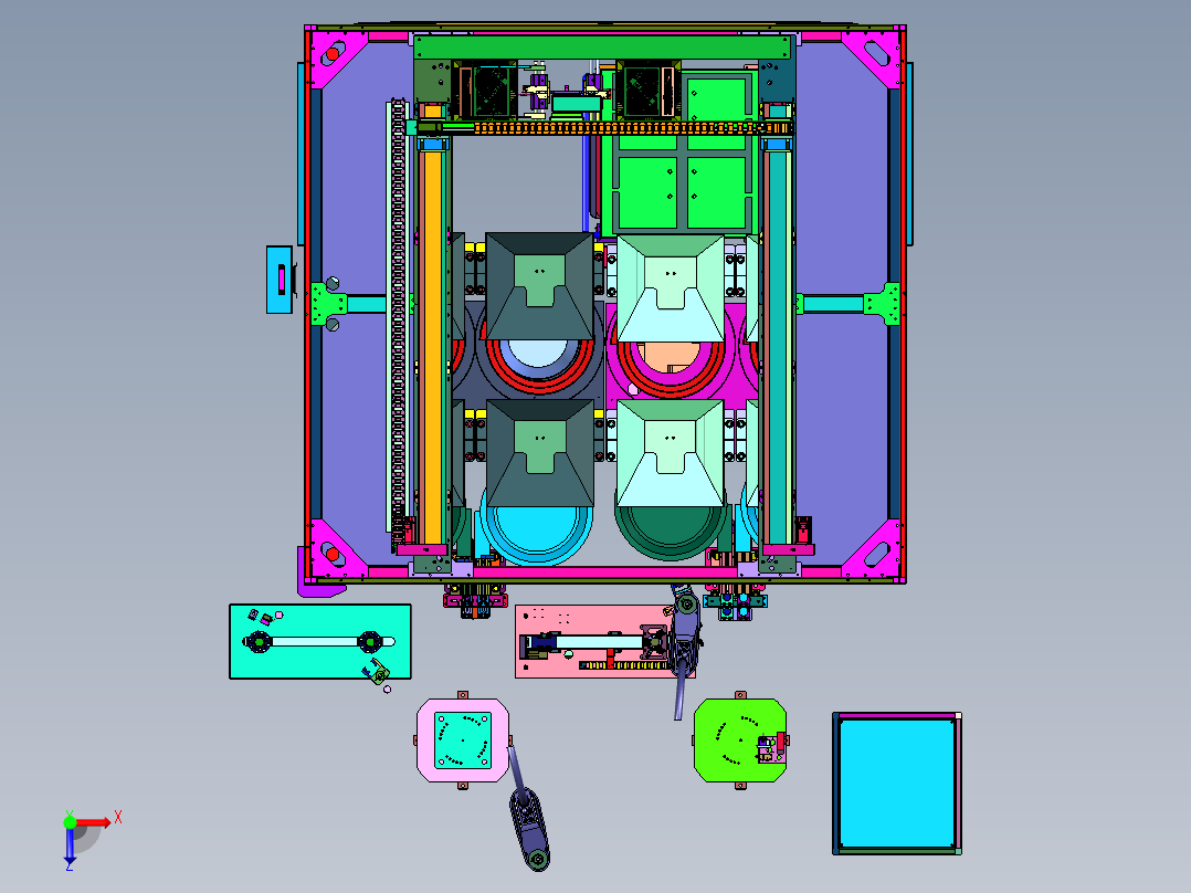 喷雾瓶瓶盖自动装配设备俯视图