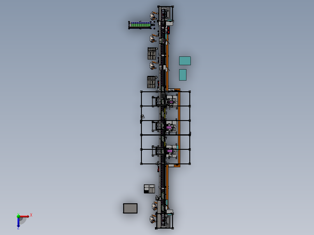 半自动化焊接生产线俯视图