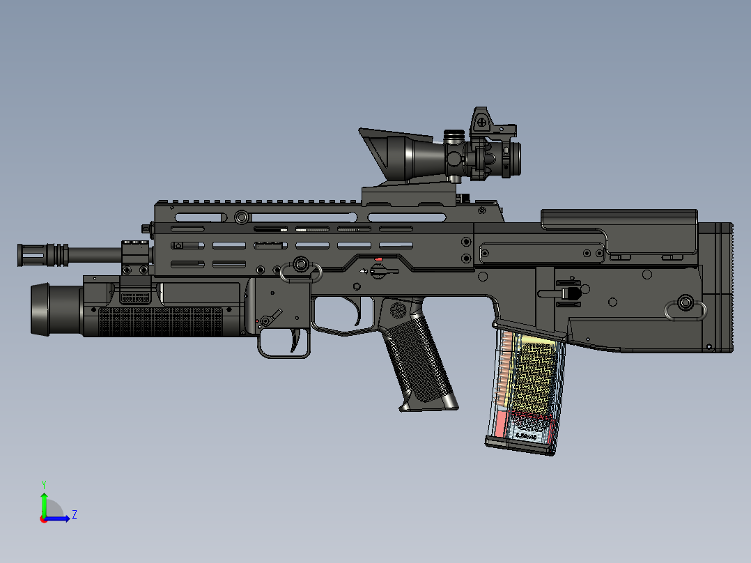 手枪左轮冲锋枪老式狙击步枪设计3D图纸wz-2022-perun-c1-with-grom-1 1 STP左视图