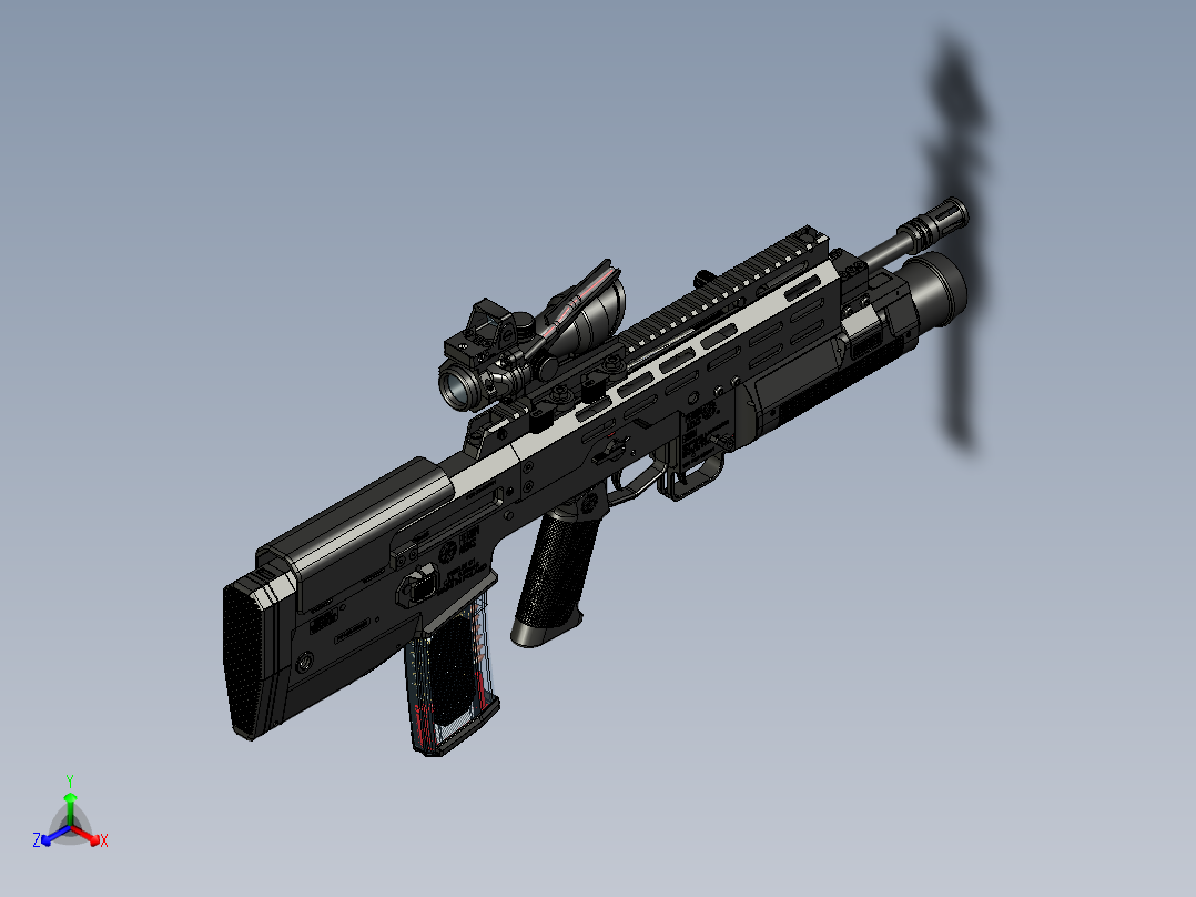 手枪左轮冲锋枪老式狙击步枪设计3D图纸wz-2022-perun-c1-with-grom-1 1 STP正等轴测图