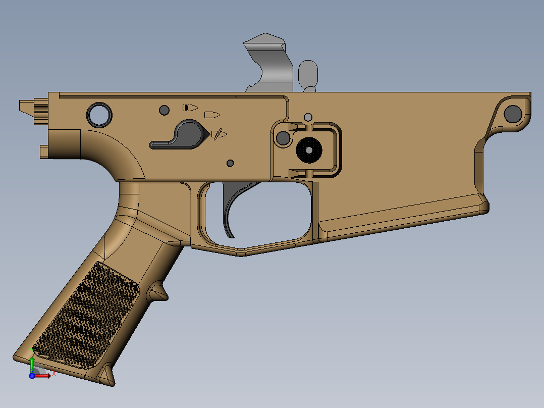 手枪左轮冲锋枪老式狙击步枪设计3D图纸fn-scar-mk16-mk17 SW主视图