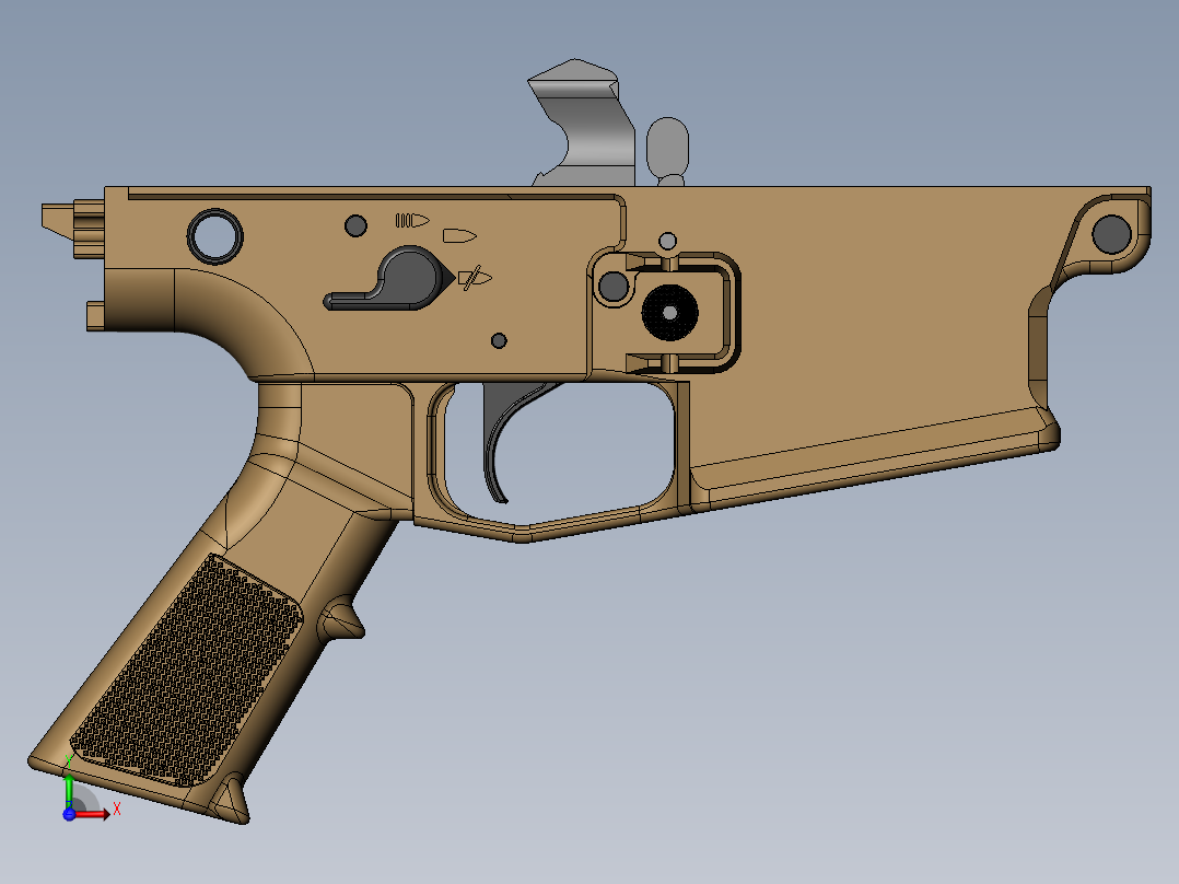 手枪左轮冲锋枪老式狙击步枪设计3D图纸fn-scar-mk16-mk17 SW前视图