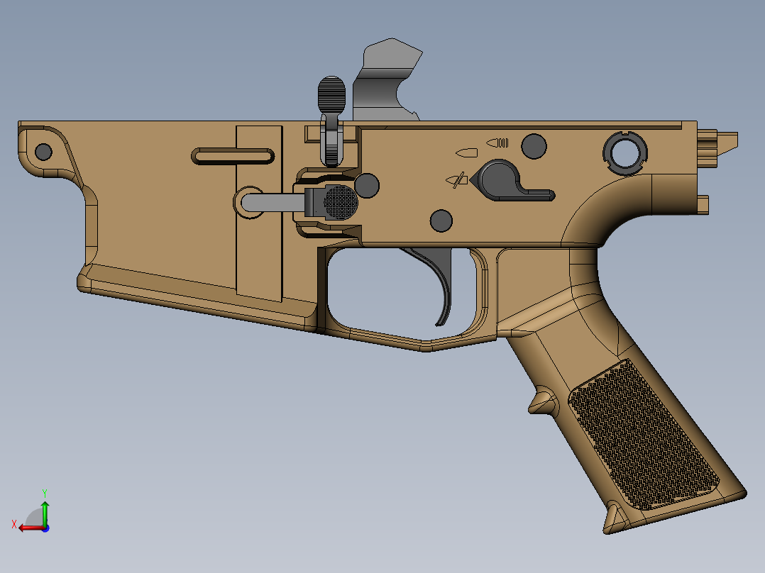 手枪左轮冲锋枪老式狙击步枪设计3D图纸fn-scar-mk16-mk17 SW后视图