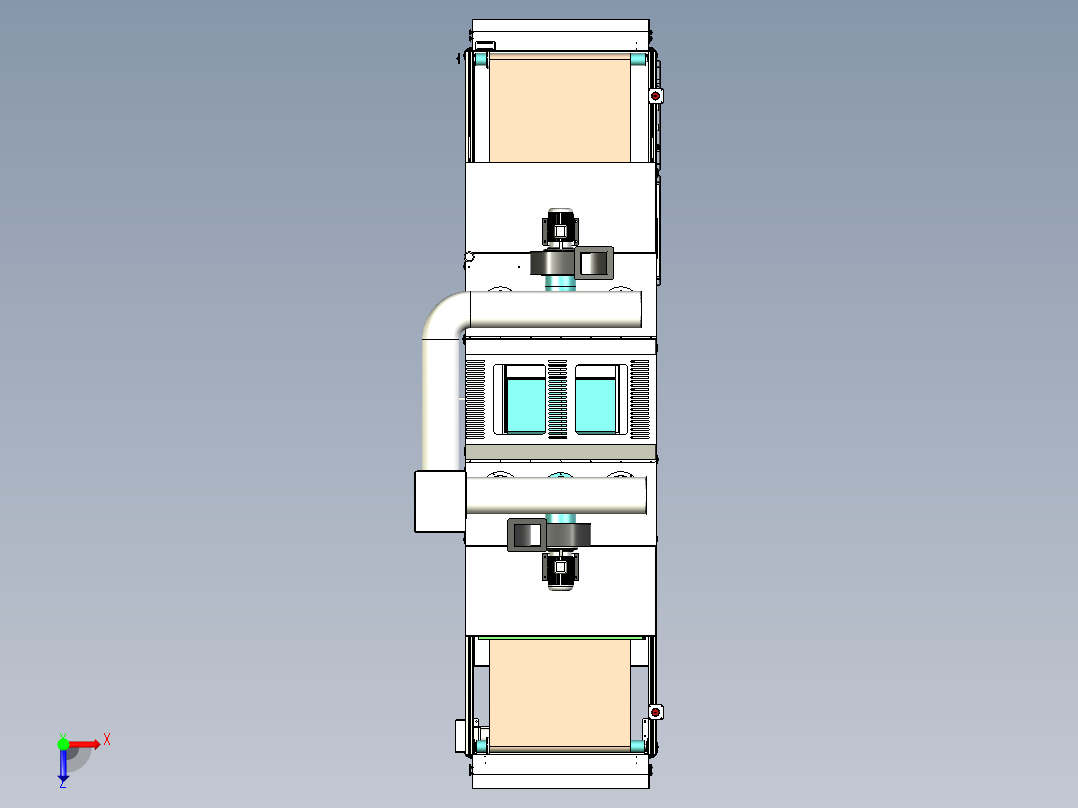 双灯式UV机、UV固化机-内嵌冷气式机型俯视图