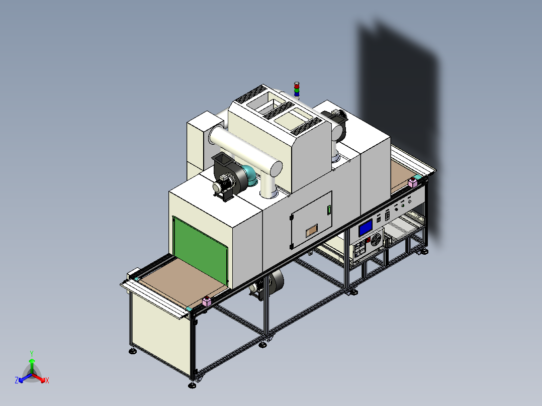 双灯式UV机、UV固化机-内嵌冷气式机型正等轴测图