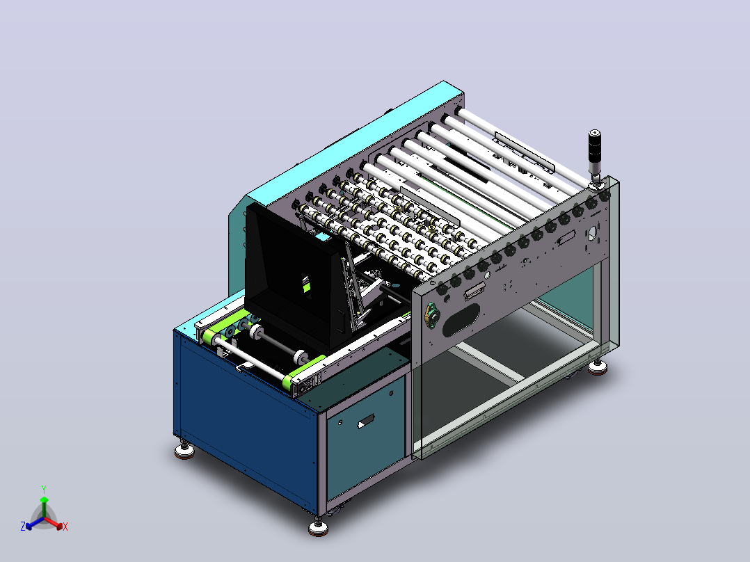 PCB行业斜立式收板机正等轴测图