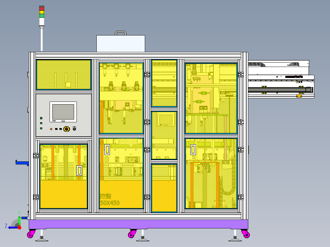 10-18寸液晶面板打包机inventor2020右视图