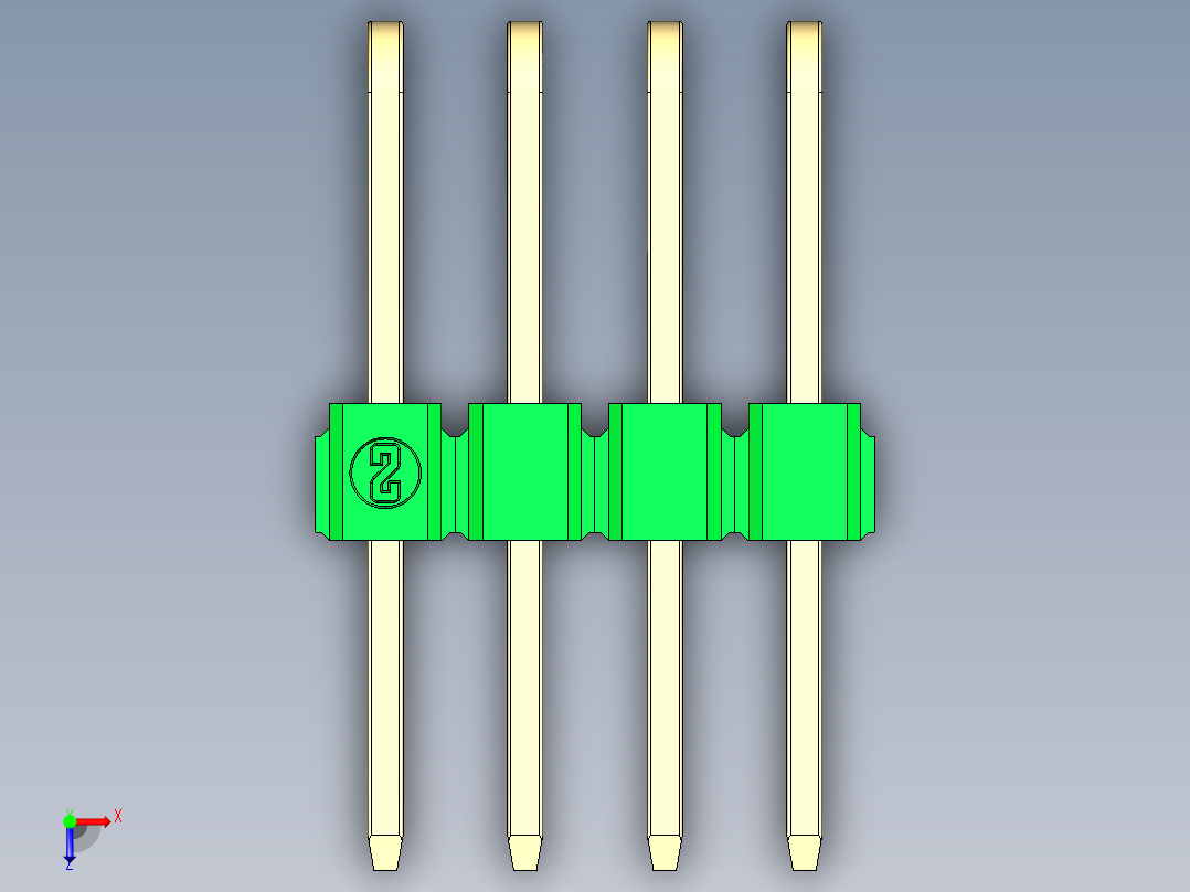 彩色公排针 100mil 2.54mm 系列-DS1022_green_3x04p_100mil_TypeD_rev1.0俯视图