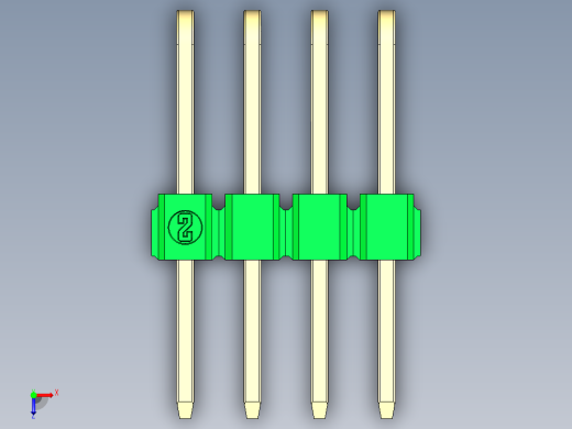 彩色公排针 100mil 2.54mm 系列-DS1022_green_3x04p_100mil_TypeD_rev1.0俯视缩略图