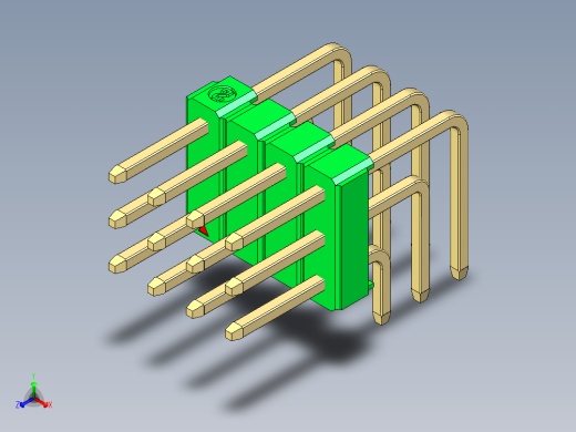 彩色公排针 100mil 2.54mm 系列-DS1022_green_3x04p_100mil_TypeD_rev1.0正等轴测缩略图
