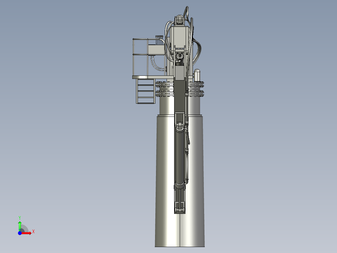 拖船船舶起重机吊机前视图