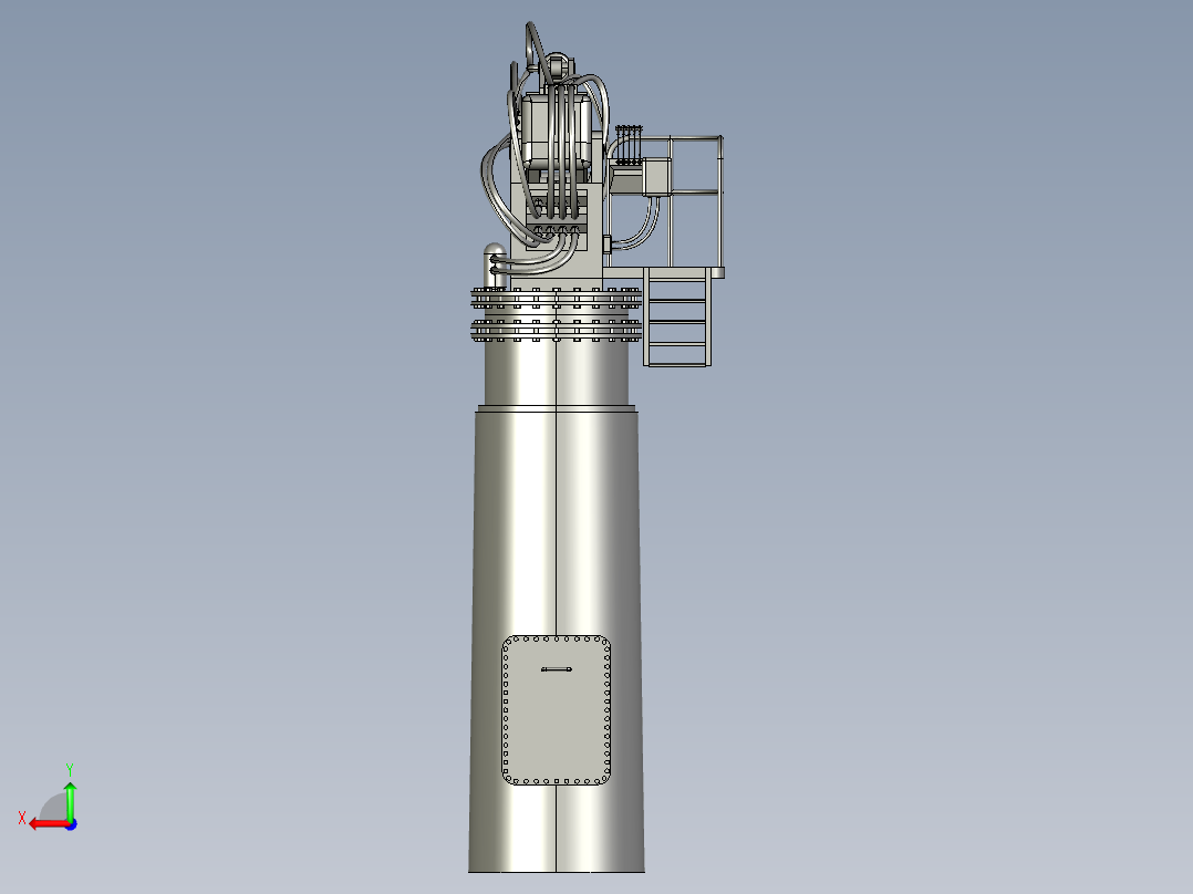 拖船船舶起重机吊机后视图