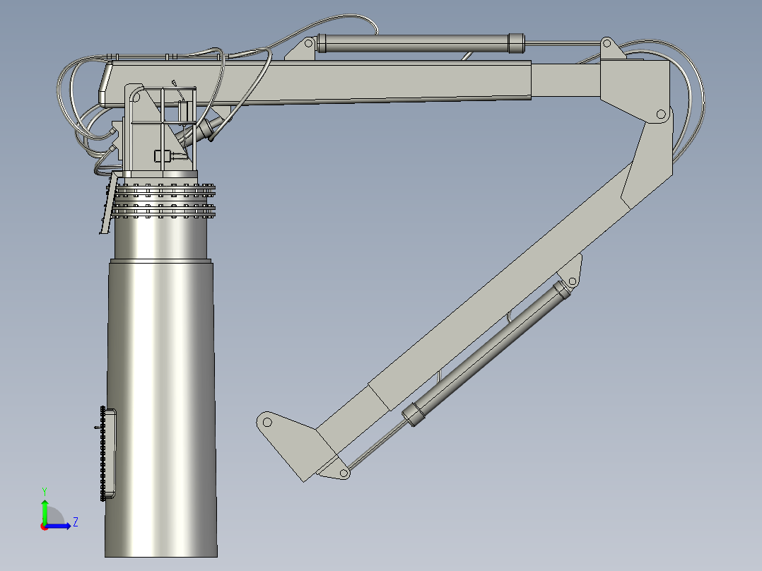 拖船船舶起重机吊机左视图