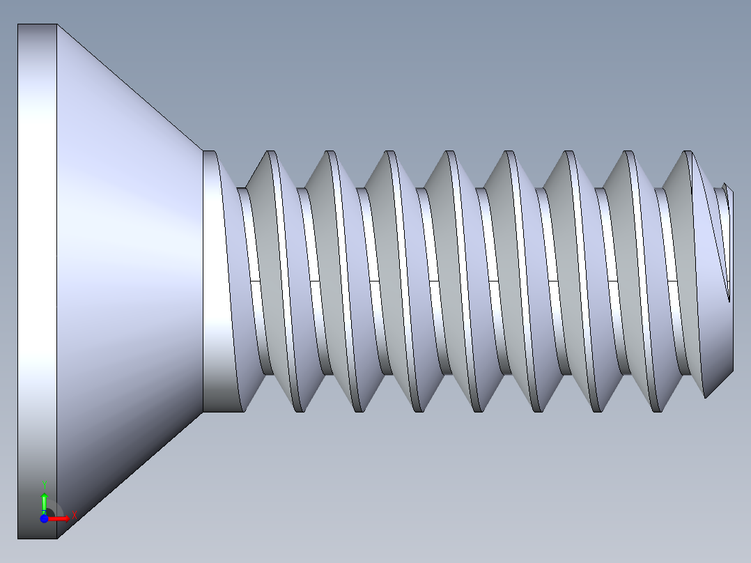 锥形内六角头螺钉-FHCS 6-32 x 0.375前视图