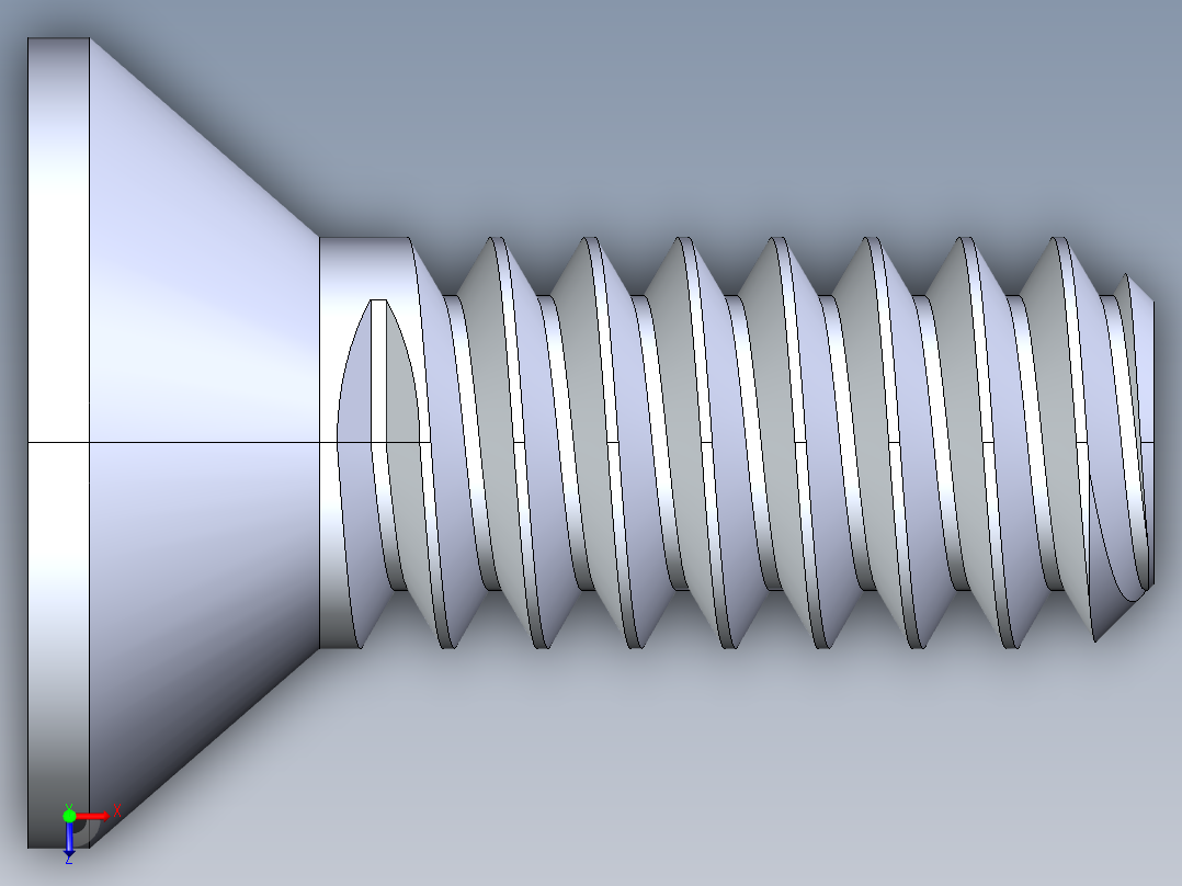锥形内六角头螺钉-FHCS 6-32 x 0.375俯视图