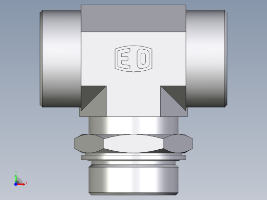卡套式工业通用硬管接头EO_Adjustable_locknut_branch_tee_TEE38SMOMDCF前视缩略图