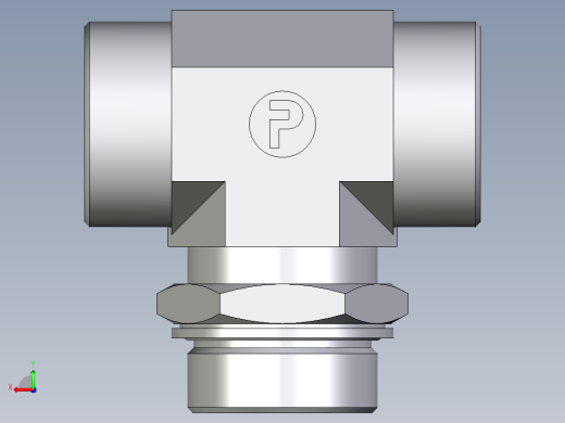 卡套式工业通用硬管接头EO_Adjustable_locknut_branch_tee_TEE38SMOMDCF后视缩略图