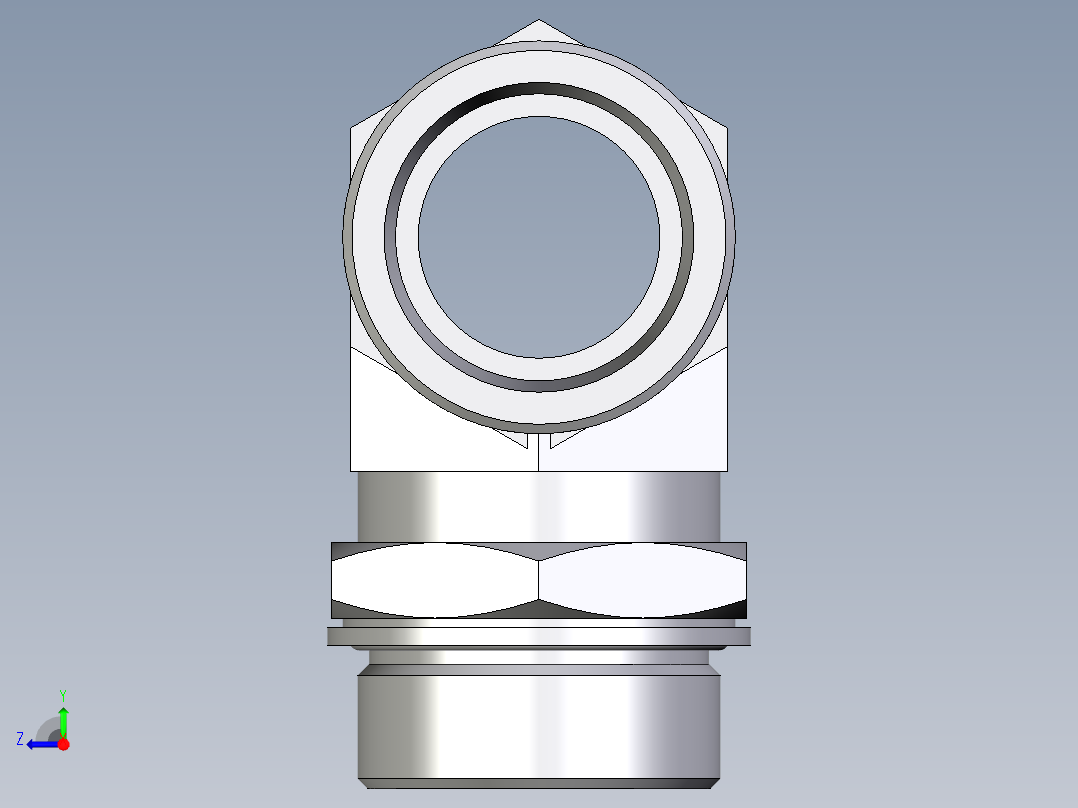 卡套式工业通用硬管接头EO_Adjustable_locknut_branch_tee_TEE38SMOMDCF右视图