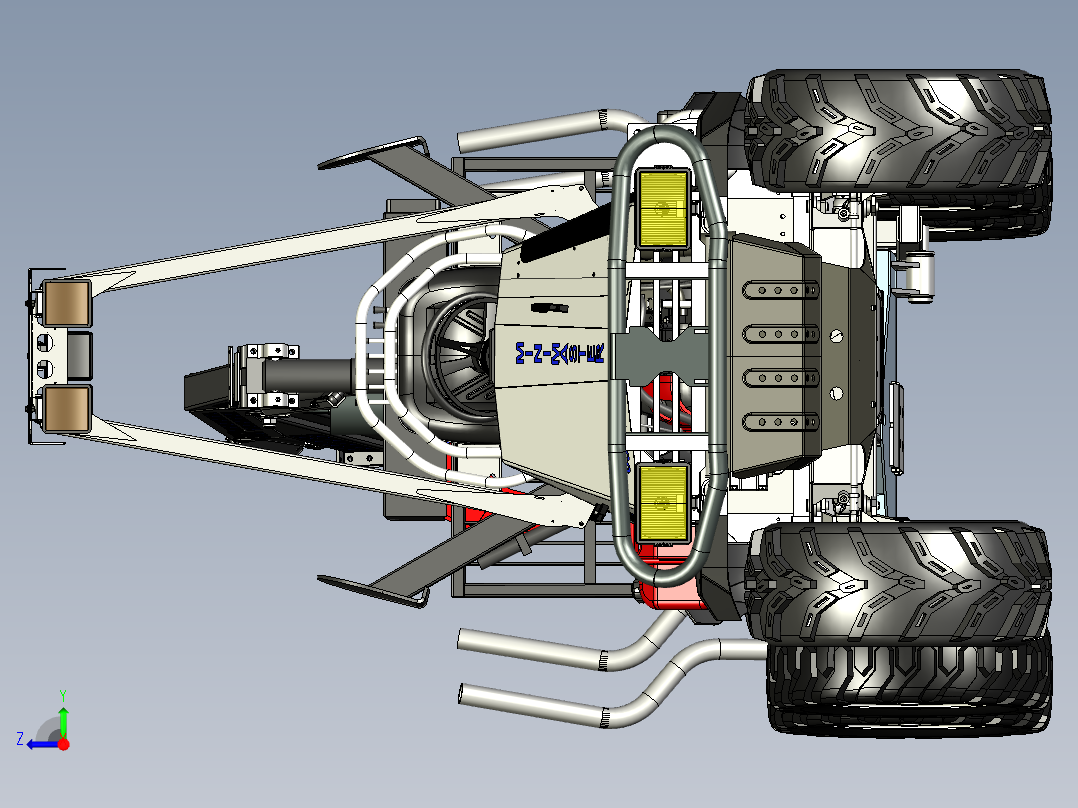 A3004227-拖拉机木材运输车右视图