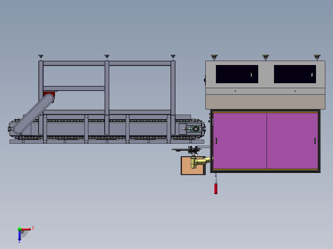 自动上下料搬运龙门缺陷检测设备俯视图