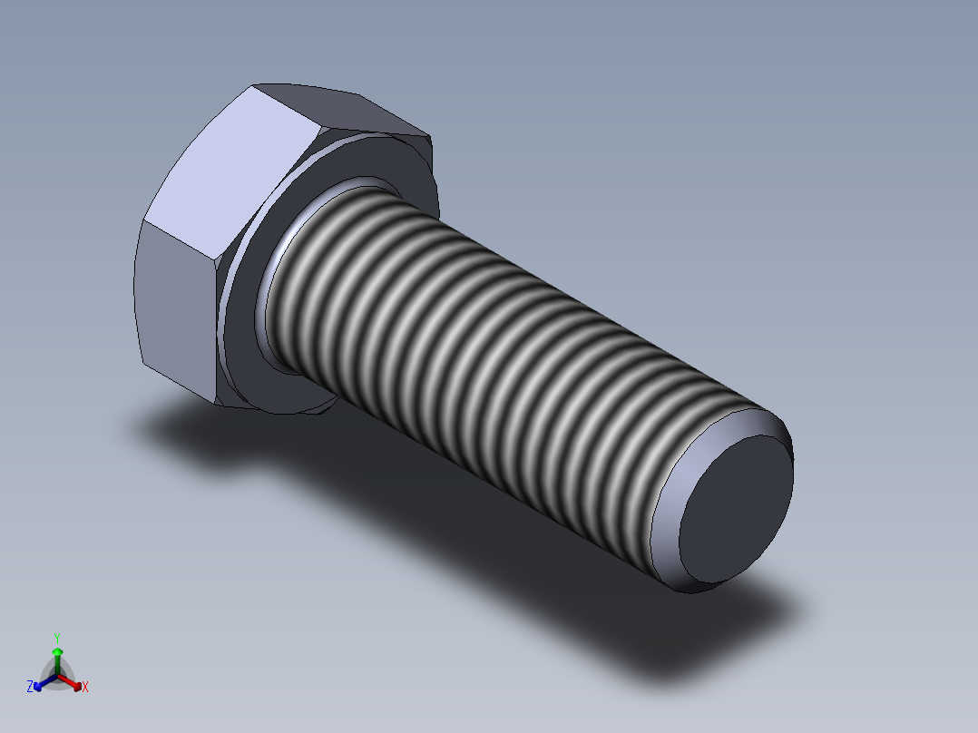 GB／T5783-2000六角头螺栓全螺纹M16×45正等轴测图