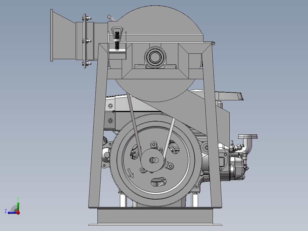 破碎机、农作物切碎机右视图