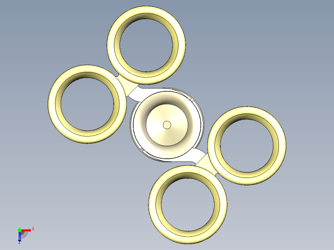 四轴无人机飞行器框架3D图纸俯视图