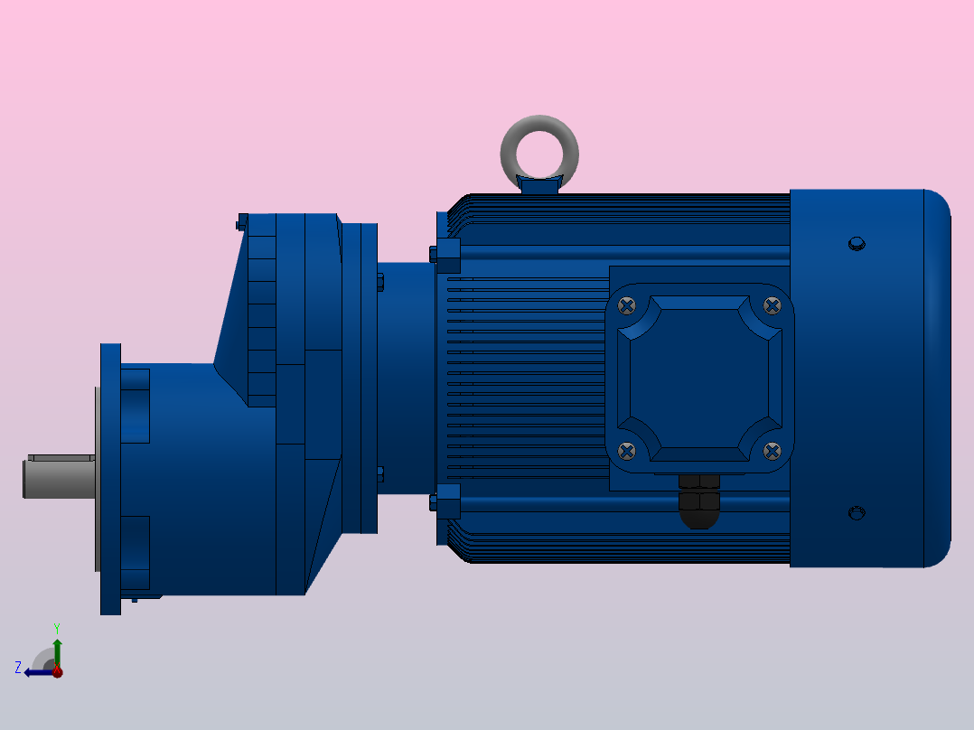 RXF57法兰轴伸式安装斜齿轮减速机RX57-Y1.1-4P-90S-M1-0°-Φ160右视图