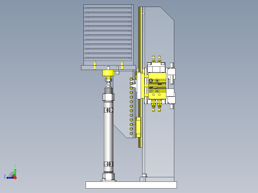 基于气缸的步进进给机构右视图