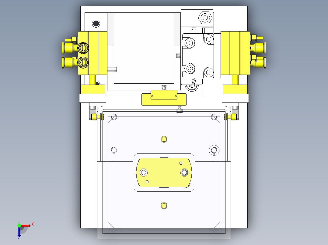 基于气缸的步进进给机构俯视图